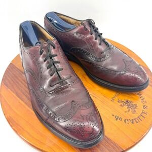 Johnston & Murphy Mens 7E Burgundy Leather Wingtip Oxford Shoes USA Heritage